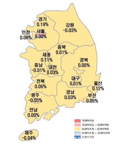 전국 아파트값 6주 연속 상승…서울 0.27% 올라 상승세 주도