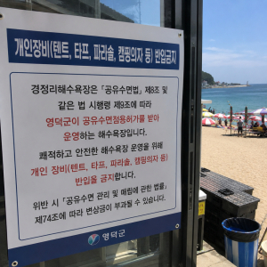 관광객 내쫓고 뒤늦게 현수막 철거…영덕군 행정의 민낯
