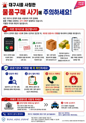 “대구시 공무원입니다” 물품 구매 요구…사칭 사기 주의보